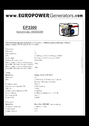 Benzines generátorok Europower EP3300 (MA)