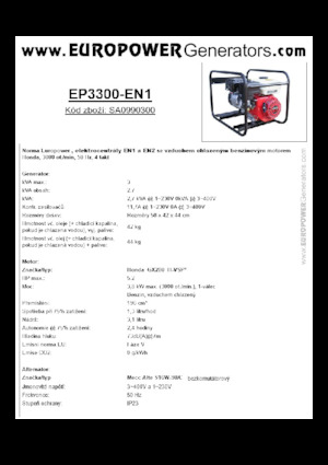 Benzines generátorok Europower EP3300-EN1 (MA)