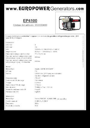 Benzines generátorok Europower EP4100 (S)