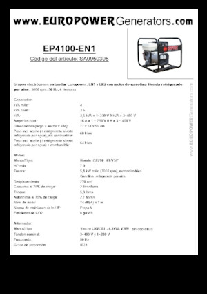 Benzines generátorok Europower EP4100-EN1 (S)