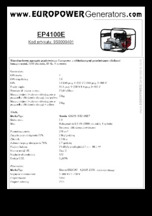 Benzines generátorok Europower EP4100E (S)
