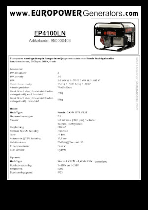 Benzines generátorok Europower EP4100LN (S)