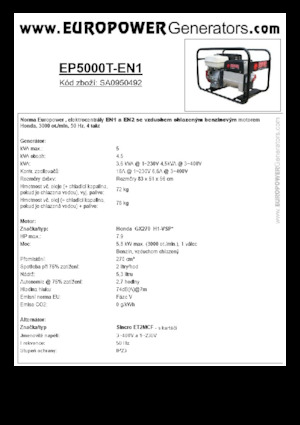 Benzines generátorok Europower EP5000T-EN1 (S)