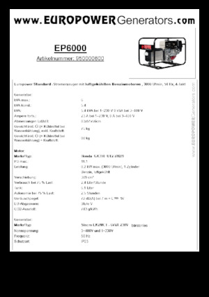 Benzines generátorok Europower EP6000 (S)