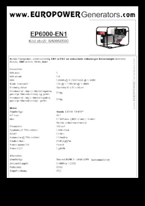 Benzines generátorok Europower EP6000 EN1 (S)