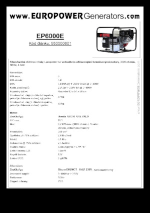 Benzines generátorok Europower EP6000E (S)