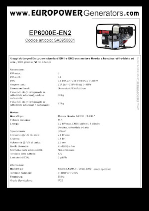 Benzines generátorok Europower EP6000E-EN2 (S)