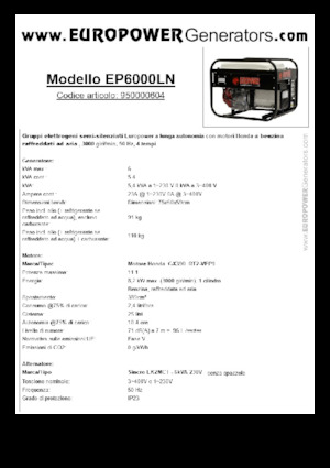 Benzines generátorok Europower EP6000LN (S)