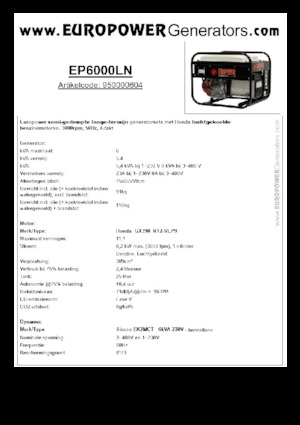 Benzines generátorok Europower EP6000LN (S)