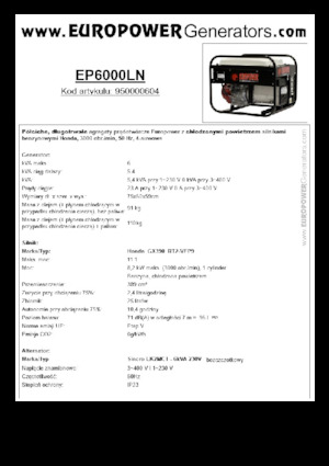 Benzines generátorok Europower EP6000LN (S)