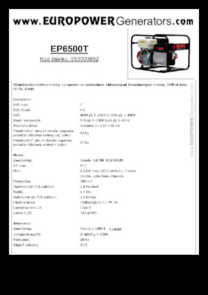 Benzines generátorok Europower EP6500T (S)