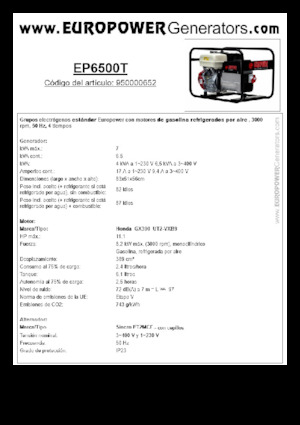 Benzines generátorok Europower EP6500T (S)