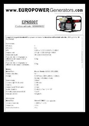 Benzines generátorok Europower EP6500T (S)