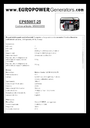 Benzines generátorok Europower EP6500T-25 (S)