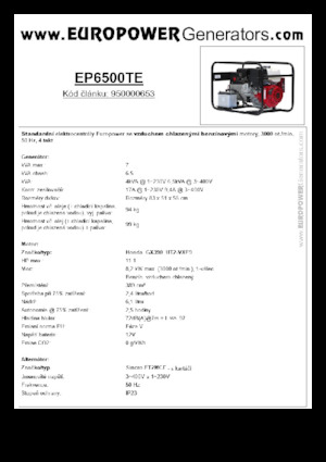 Benzines generátorok Europower EP6500TE (S)