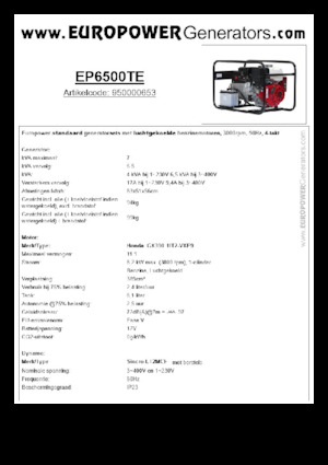 Benzines generátorok Europower EP6500TE (S)
