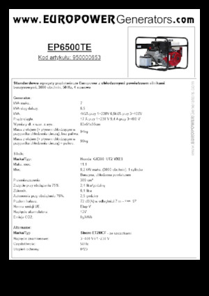 Benzines generátorok Europower EP6500TE (S)