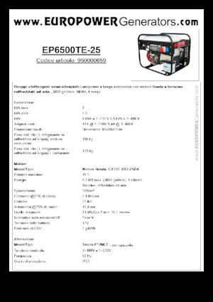Benzines generátorok Europower EP6500TE-25 (S)