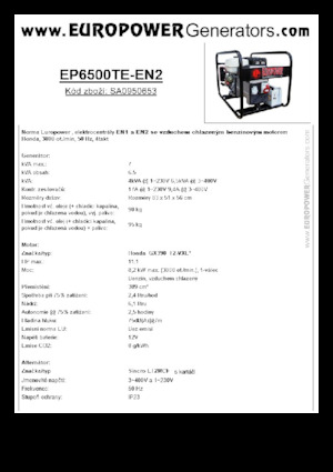 Benzines generátorok Europower EP6500TE-EN2 (S)