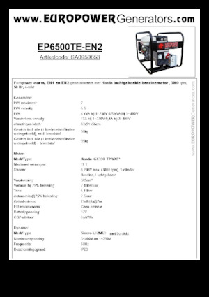 Benzines generátorok Europower EP6500TE-EN2 (S)