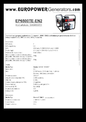 Benzines generátorok Europower EP6500TE-EN2 (S)