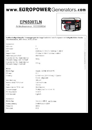 Benzines generátorok Europower EP6500TLN (S)
