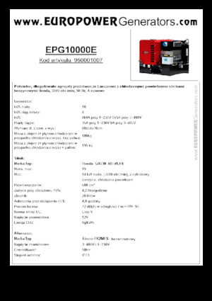 Benzines generátorok Europower EPG10000E (S)