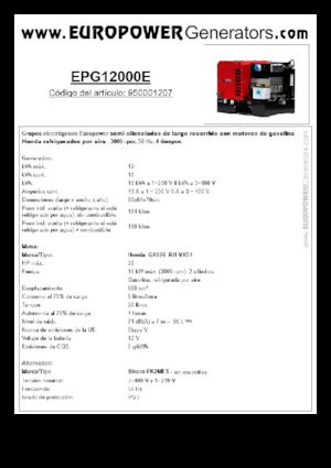 Benzines generátorok Europower EPG12000E (S)
