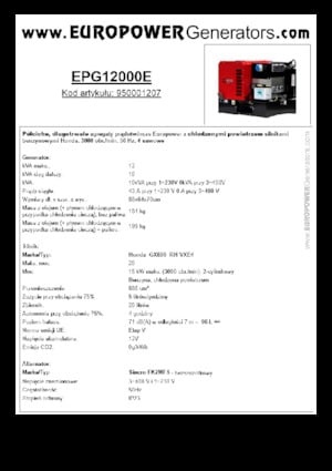 Benzines generátorok Europower EPG12000E (S)