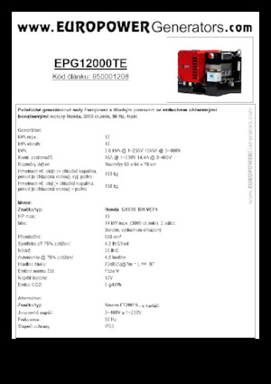 Benzines generátorok Europower EPG12000TE (S)