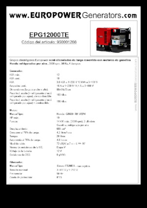 Benzines generátorok Europower EPG12000TE (S)