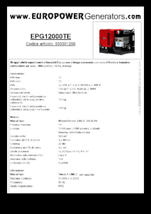 Benzines generátorok Europower EPG12000TE (S)