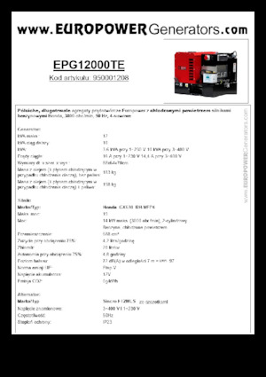 Benzines generátorok Europower EPG12000TE (S)