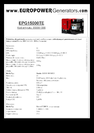 Benzines generátorok Europower EPG15000TE (S)
