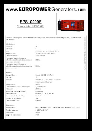 Benzines generátorok Europower EPS10000E (MA)