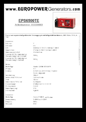 Benzines generátorok Europower EPS6500TE (S)