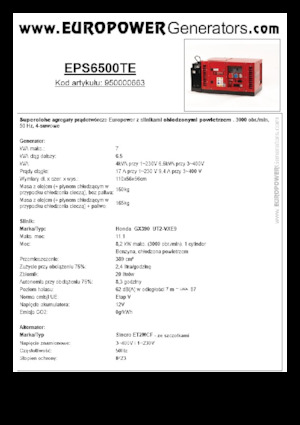 Benzines generátorok Europower EPS6500TE (S)