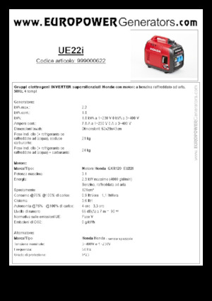 Benzines generátorok Europower EU22i