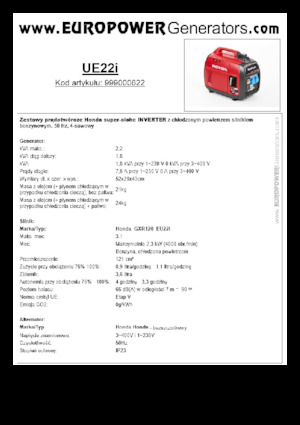 Benzines generátorok Europower EU22i