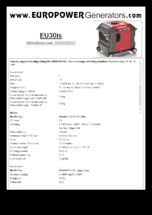 Benzines generátorok Europower EU30is