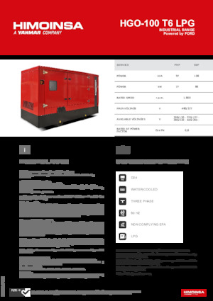 Benzines generátorok HIMOINSA HGO-100 T6 LPG