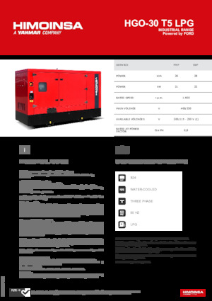 Benzines generátorok HIMOINSA HGO-30 T5 LPG