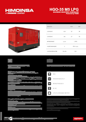 Benzines generátorok HIMOINSA HGO-35 M5 LPG