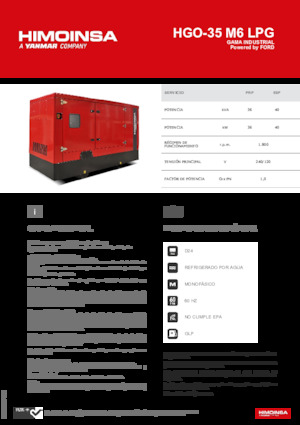 Benzines generátorok HIMOINSA HGO-35 M6 LPG
