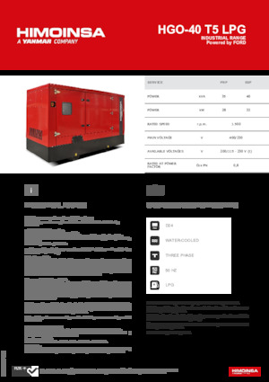 Benzines generátorok HIMOINSA HGO-40 T5 LPG
