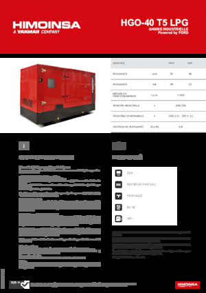 Benzines generátorok HIMOINSA HGO-40 T5 LPG