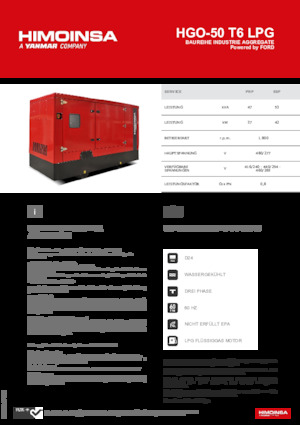 Benzines generátorok HIMOINSA HGO-50 T6 LPG