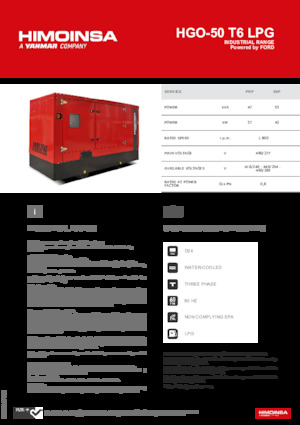 Benzines generátorok HIMOINSA HGO-50 T6 LPG