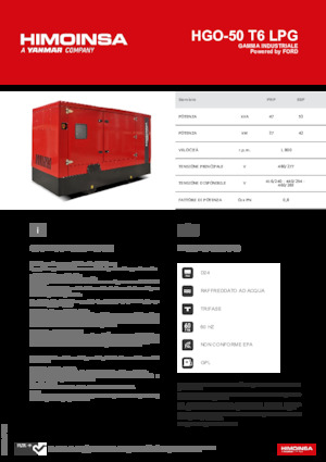 Benzines generátorok HIMOINSA HGO-50 T6 LPG