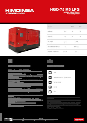 Benzines generátorok HIMOINSA HGO-75 M5 LPG
